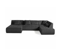 Best mobilier Canapé modulable Onyx - d'angle droit 7 places - velours côtelé - gris foncé