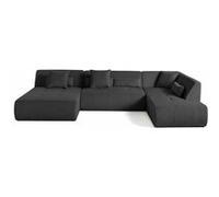 Best mobilier Canapé modulable Onyx - d'angle droit 7 places - velours côtelé - gris foncé