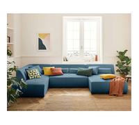 Best mobilier Canapé panoramique modulable Onyx 7 places d'angle gauche velours côtelé Bleu