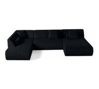 Best mobilier canapé modulable Onyx panoramique d'angle gauche 7 places velours côtelé Noir