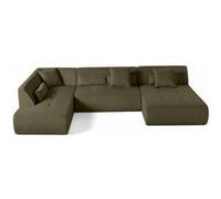 Best mobilier Canapé panoramique modulable Onyx – d'angle gauche 7 places – velours côtelé Vert