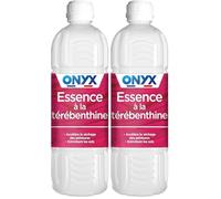 Onyx - Essence à la Térébenthine - Diluant Peinture et Vernis à l’Huile, Accélère le Séchage des Peintures, Entretient les Sols et Bois - Fabrication Française - 1L (Lot de 2)