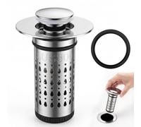 ONYXORIS Bouchon Évier Salle de Bain Pop-Up Filtre INOX 304 28-40mm | Panier filtrant amovible, joints d’étanchéité, bonde lavabo salle de bain