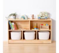 OOOK Étagère 5 Cases Bois d'hévéa, Meuble Rangement Enfant, 110 x 30 x 60cm | 2 systèmes Rangement & Stockage, Hauteur enfant adaptée, Armoire pour Chambre d'enfant, Salle de Jeux, Garderie, Classe