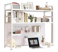 OOPDNEGAK 2 Couches DIY Étagère Livre Bureau Bibliothèque Organisateur De Bureau À Poser, Industriel Bibliothèque De Bureaux, pour Bureaux, Cuisine Ou Bibliothèque(White,115 * 20 * 98cm)