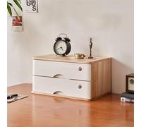 OOPDNEGAK Bibliothèque De Bureau, Classeur, Boîte De Rangement en Bois Massif, Organiseur De Bureau en Bois avec Tiroirs, Étagère De Comptoir Verrouillable, pour Fournitures De Bureau(A4,2 Layer)