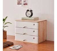 OOPDNEGAK Bibliothèque De Bureau, Classeur, Boîte De Rangement en Bois Massif, Organiseur De Bureau en Bois avec Tiroirs, Étagère De Comptoir Verrouillable, pour Fournitures De Bureau(A4,3 Layer)