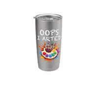 Oops I Arted Palette de peinture colorée en bois Gobelet isotherme en acier inoxydable double paroi