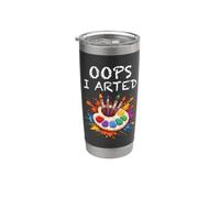 Oops I Arted Palette de peinture colorée en bois Gobelet isotherme en acier inoxydable double paroi