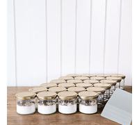OOPS TOYS Bocaux en verre de 140 ml avec couvercle Twist-Off Ø 66 mm - Pots à confiture avec couvercle doré - Bocaux avec étiquettes - Bocaux pour confiture, miel et desserts - Bocaux en verre (doré
