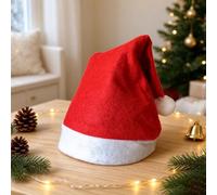 Oostifun Lot de 10 décorations de Noël avec bonnet de Père Noël rouge pour | Accessoires de Noël à porter - Chapeau traditionnel de Noël rouge et blanc pour fête de Noël