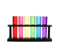 OOTB 93/2072 Tuyaux de tir en plastique Verre à essai | Set de 6 verres shooter multicolores façon tube à essai - support inclus - environ 40 ml chacun