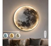 OOWOKS Applique Murale en Forme de Lune pour Chambre denfant avec Interrupteur et Prise Applique LED dintérieur pour Enfants Intensité Réglable avec Télécommande Lampe de Chevet Ronde Murale,80cm