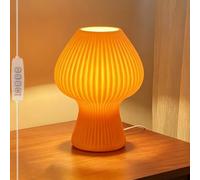 OOWOKS Lampe de Table Champignon Orange avec Câble à intensité variable lampe champignon en verre 3 températures de couleur LED lampe de table moderne petite lampe de chambre veilleuse décorative