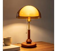 OOWOKS Lampe de table vintage en forme de champignon avec interrupteur et câble douille E27 lampe rétro du milieu du siècle lampe de bureau rétro avec interrupteur à tirette 3 températures de couleur