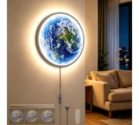 OOWOKS Lampe murale LED Terre à intensité variable avec télécommande Applique d'intérieur pour enfants avec interrupteur et prise 3 températures de couleur lampe de chevet pour chambre d'enfant,24cm