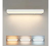 OOWOLF Luminaire Mural Salle de Bain 3 Couleurs Réglable - Lampe de Coiffeuse LED 12W avec Interrupteur, Éclairage pour Tableau, Vitrine, Miroir - Blanc/Naturel/Chaud