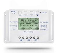 OOYCYOO 20A Régulateur de Charge Solaire, 12V/24V Batterie Détection Automatique,avec contrôle de minuterie de charge double pour système de réverbère,Avec écran LCD