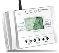 OOYCYOO 80A Régulateur de Charge Solaire, 12V/24V Batterie Détection Automatique,avec contrôle de minuterie de charge double pour système de réverbère,Avec écran LCD USB