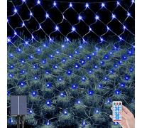 OPAHUTER 198 LEDs Solaire Filet Lumineux Extérieur, 2 x 3 M Etanche Guirlande Lumineuse de Filet avec 8 Modes, Télécommande, Maille Lumineuse pour Noël Buissons Clôture Jardins Patio