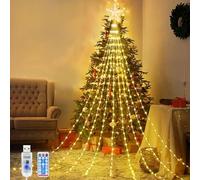 OPAHUTER Guirlande Lumineuse Sapin de Noël avec Etoile, 2M x 9 Brins Étanche Guirlande Lumineuse de Sapin de Noël, Guirlande LED avec Étoile Supérieure pour Jardin, Noël, Fête, Décoration de Mariage
