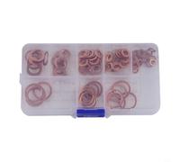 Opatiny Assortiment de joints d'étanchéité en cuivre avec joints plats pour carter d'huile, carburant et raccords hydrauliques, pour matériau en cuivre massif, 100 pièces dans une boîte de rangement