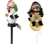 Opatiny Bonhomme de neige solaire extérieur LED Lampe sur piquet Décoration de Noël