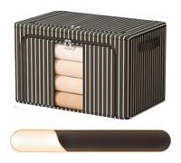 Opatiny Grande boîte de rangement pliable de 100 L avec ouverture sur le devant, organiseur de vêtements en tissu Oxford robuste avec cadre en acier, placard, chambre à coucher, dortoir, bleu (noir