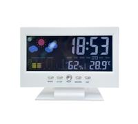 Opatiny Horloge météo LED avec température et humidité pour moniteur, rétroéclairage à activation vocale, calendrier perpétuel, réveil, affichage 12/24 heures, pour bureau à domicile (noir)