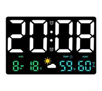 Opatiny Horloge murale numérique LED multifonction avec station météo, température, humidité et calendrier (lumières colorées)