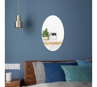 Opatiny Miroir mural autocollant en acrylique - Argenté - Ovale - 20 x 30 cm - Bricolage décoratif - Haute définition