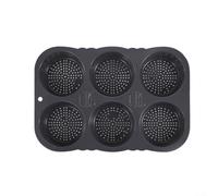 Opatiny Moule à pain à hamburger en silicone à 6 cavités, plaque de cuisson antiadhésive pour petits pains faits maison, gris