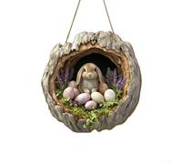 Opatiny Pendentif moderne en bois lapin de Pâques, décoration multicolore à suspendre pour porte, mur, fenêtre, décoration de jardin printanière festive (GJ831-010)