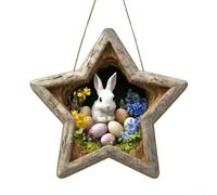 Opatiny Pendentif moderne en bois lapin de Pâques, décoration multicolore à suspendre pour porte, mur, fenêtre, décoration de jardin printanière festive (GJ831-006)