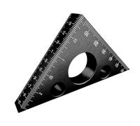 Opatiny Règle triangulaire professionnelle en alliage d'aluminium à 45 degrés pour double système de mesure pour menuisiers et constructeurs (noir)