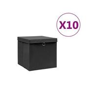 vidaXL Boîtes de rangement avec couvercles 10 pièces 28x28x28 cm Noir