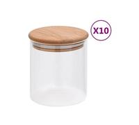 Opbergpotten met bamboe deksel 10 st 600 ml glas150695