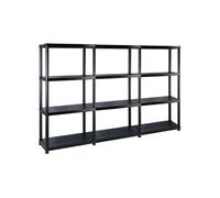 vidaXL Étagère de stockage avec 4 étagères noir 183x30,5x130 cm plastique