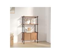 Opbergrek 4-laags met kast 80x40x130 cm staal en bewerkt hout336353
