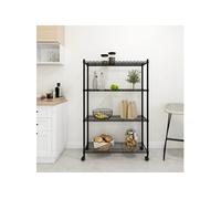 vidaXL Étagère de stockage avec 4 étagères et roulettes 90x35x142 cm noir 200 kg