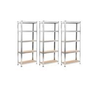 vidaXL Étagères de stockage 5 niveaux 3 pièces Argenté Acier et bois composite