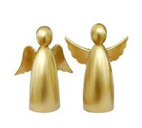 Opdestn Figurine Ange | Statuette de Noël | Paire de Résines Dorées pour Chambre Cuisine Salon Bureau Table de Chevet Bibliothèque Salle de Bain Meuble TV