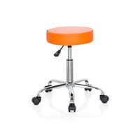 HJH Office - Tabouret pivotant OPERATOR II - Similicuir, réglable en hauteur, roulettes - Orange