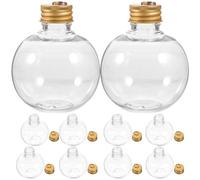 Operitacx 10 Flacons PET en Forme de Boules de Noël, 150 ml, Anneaux Dorés | Boules Transparentes à Remplir pour Ateliers Créatifs de Noël, Créations Personnalisées et Décorations à Composer