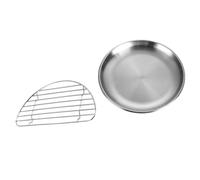 Operitacx 2 Pièces Assiette Ronde en Acier Inoxydable Égouttoir à Graisse | Surface Polie Brillante, Rangement Compact, Support Grillagé, Adaptée aux Fruits, Cafés, Cafétérias et Cuisiniers Amateurs