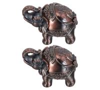 Operitacx 2 Pièces Cendrier Éléphant Décoratif avec Couvercle, Rouge | Coupe-vent, Réduit les Odeurs, Base Plate Stable, pour Table de Nuit et Bureau