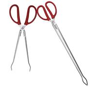 Operitacx 2 Pièces Pince à Ramasser en Acier Inoxydable Rouge, Ouverture | Dents de Maintien, Corps en PP et Acier Inoxydable, pour Bordures et Pelouses, Objets au Sol