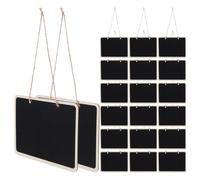 Operitacx 20 Pièces Tableau Noir Suspendu Double Face en Bois 16x12cm Noir | Style Vintage, Bord Arrondi avec Ficelle, Surface Mate Effaçable, Cuisine et Fête