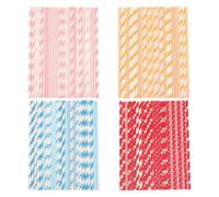 Operitacx 200 pailles en papier colorées : pailles en papier rayées jetables pour jus et cocktails, mariages, anniversaires, carnavals, fêtes d'été bord de la piscine.