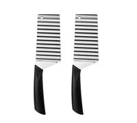 Operitacx 2pièces Couteau Coupe-frites Inoxydable Lame Ondulée Acier Outil de Coupe Pommes de Terre Sécurisé avec Poignée Ergonomique Accessoire Cuisine Compact et Léger